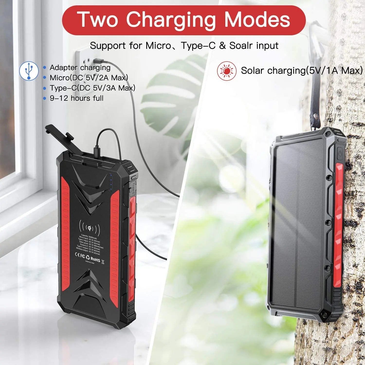 Wholesale OEM ODM Custom Solar Charger Power Bank Wireless Emergency Outdoor Camping 20000mAh Solar Power Bank for Mobile Phones