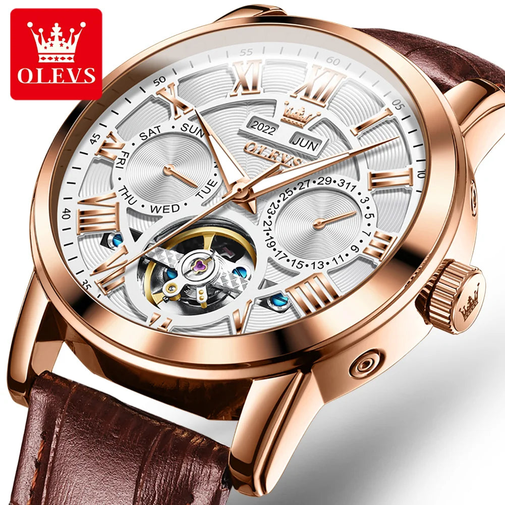 Hot OLEVS 6668 Men's Watches Original Quartz Watch Waterproof Luminous Stainless Steel Wristwatch Male Week Date Hours