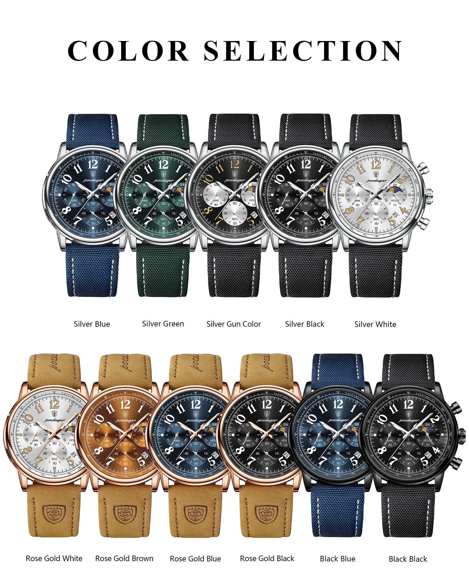 POEDAGAR Men's  Watches 808 Leather Creative Watches Men Wrist Hot Sale Luxury Creative Men Watch Movement  Montre Homme