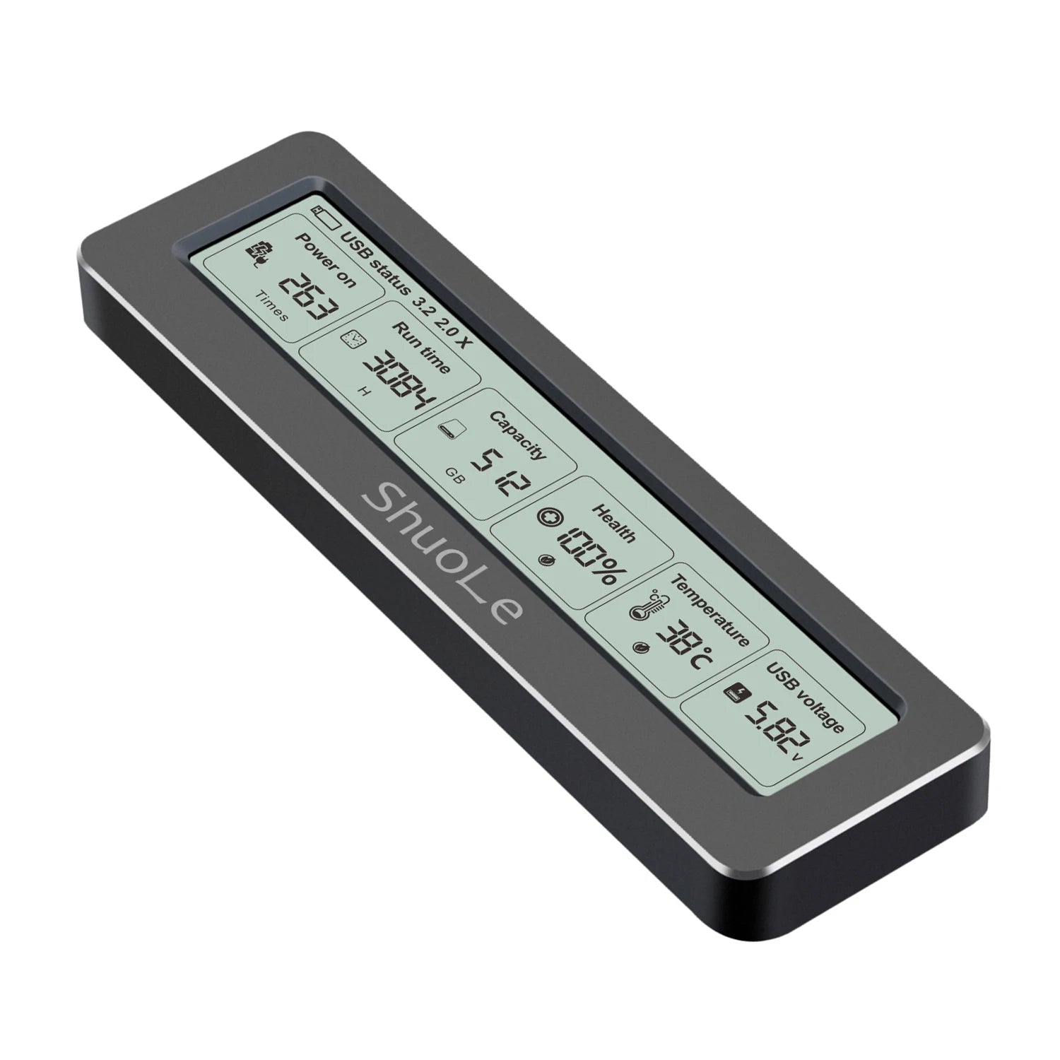 SHUOLE M.2 NVME SATA SSD Enclosure Adapter 10Gbps USB 3.2 Gen 2 to NVME PCI-E SATA M-Key Solid State Drive Enclosure with LCD
