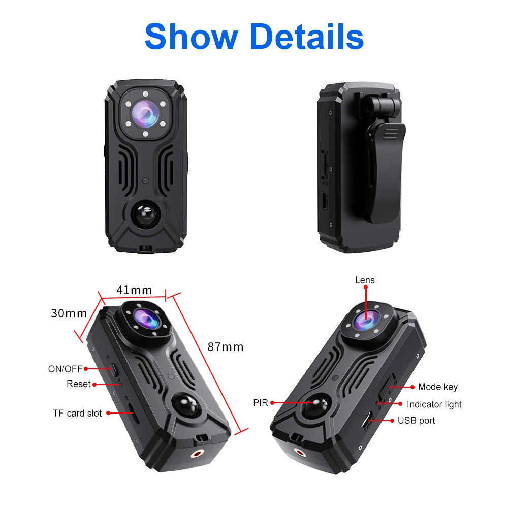 MD37 1080P Mini Body Camera Home Security HD Mini Surveillance Cameras APP Live Video on Mobile Phone Recorder With Back Clip