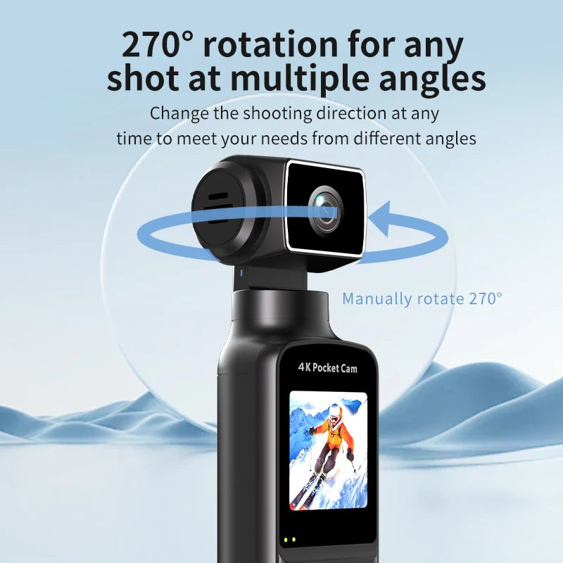 K1Sport High Definition 4K Action Camera with 180 Degree Rotate Wifi Transmission EIS 128GB Built-In Memory for Video Recording