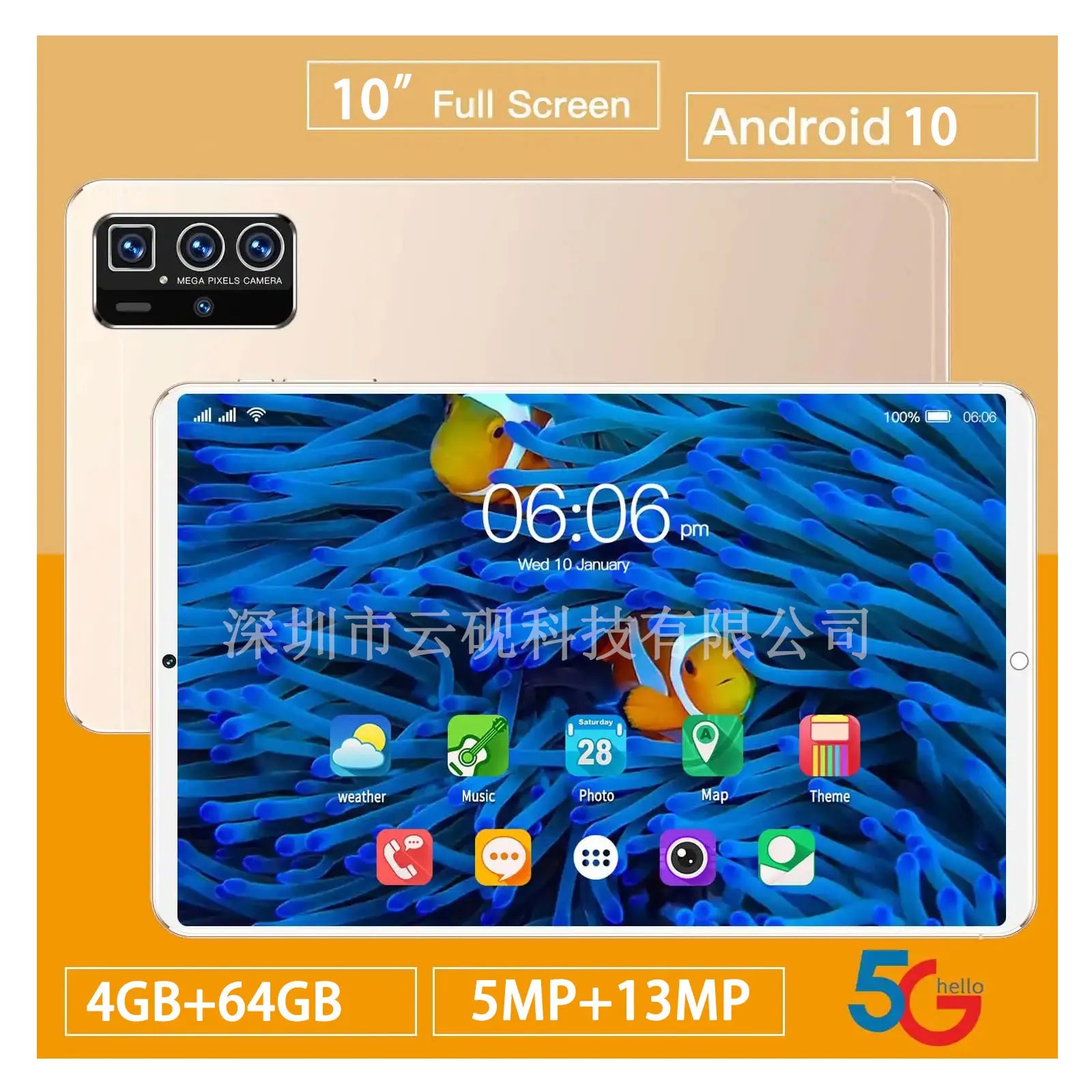 Factory New arrival 10 inch Tablets  Android 10 Quad Core dual sim Tablet Pc 4G 5G Lte Tablet