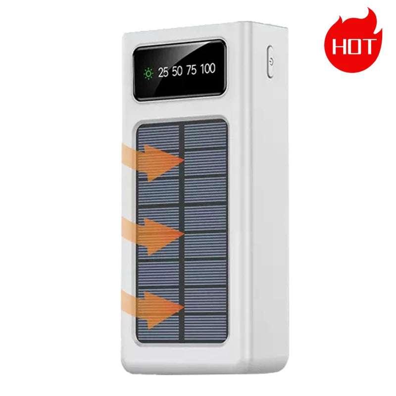 High Quality Power Bank 30000mAh Solar Power Bank LED Fill Light 2A Super Fast Charging with 4 Cable Portable Powerbank