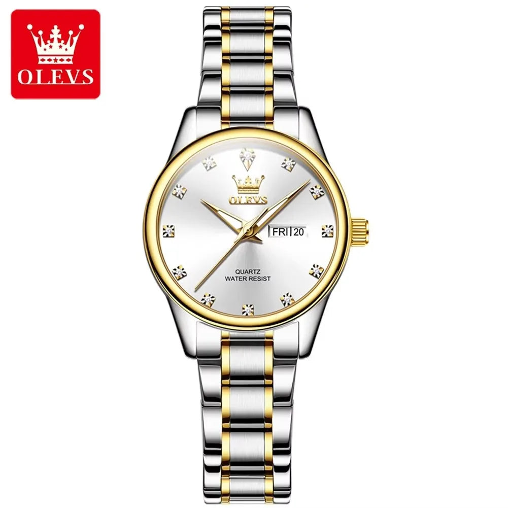 OLEVS 3612 Popular Brand Quartz Wrist Watch Classic Charm Styles Waterproof Stainless Steel Luminous Business Women's Watches