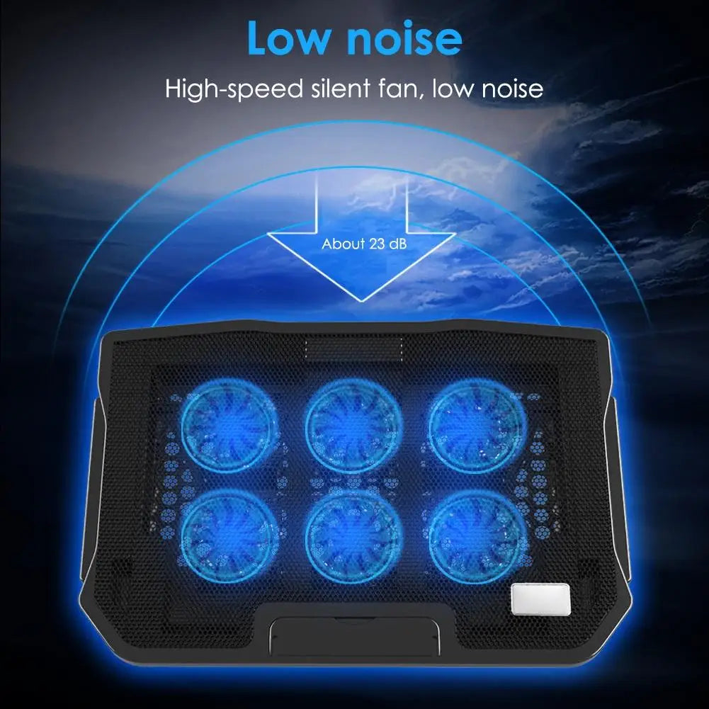 2 USB Ports Six Cooling Fans Laptop Cooler Pad Notebook Stand for 14/15.6Inch Laptop Fan