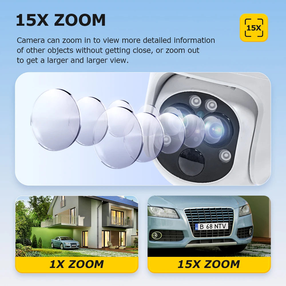15X Zoom HD 6MP IP Security Outdoor CCTV PIR Human Detection Wireless PTZ Camera Solar Powered Cctv Camera Solar Network Camera