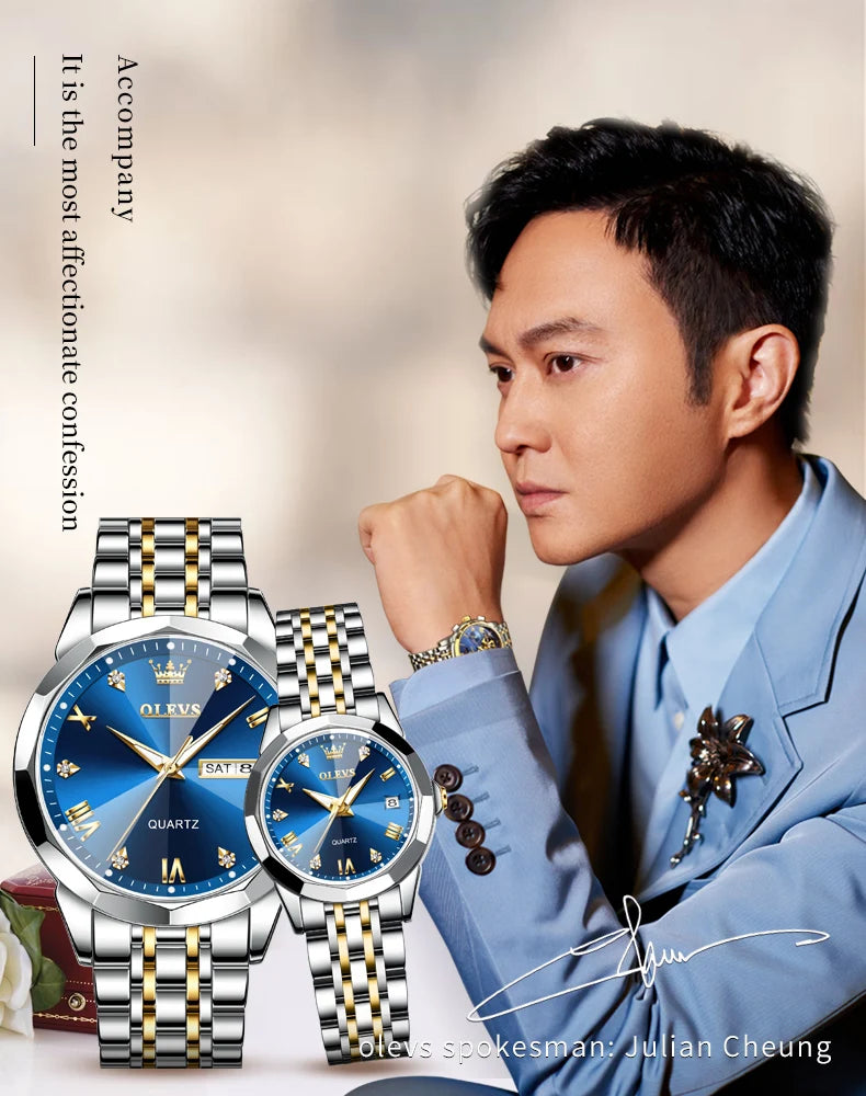 Hot OLEVS 9931 Men's Watches Rhombus Mirror Original Quartz Watch for Man Waterproof Luminous Stainless Steel Smartwatch Male