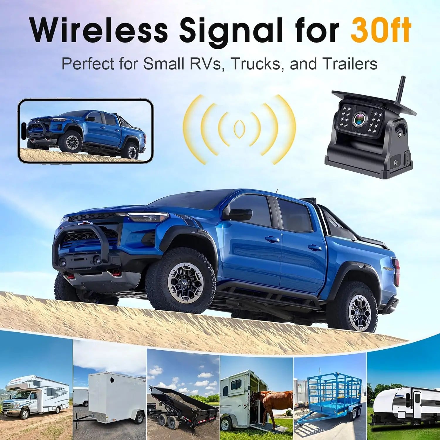 Wireless Backup Camera Solar WiFi Magnetic HD 1080P Night Vision Rear View Camera Connect Phone