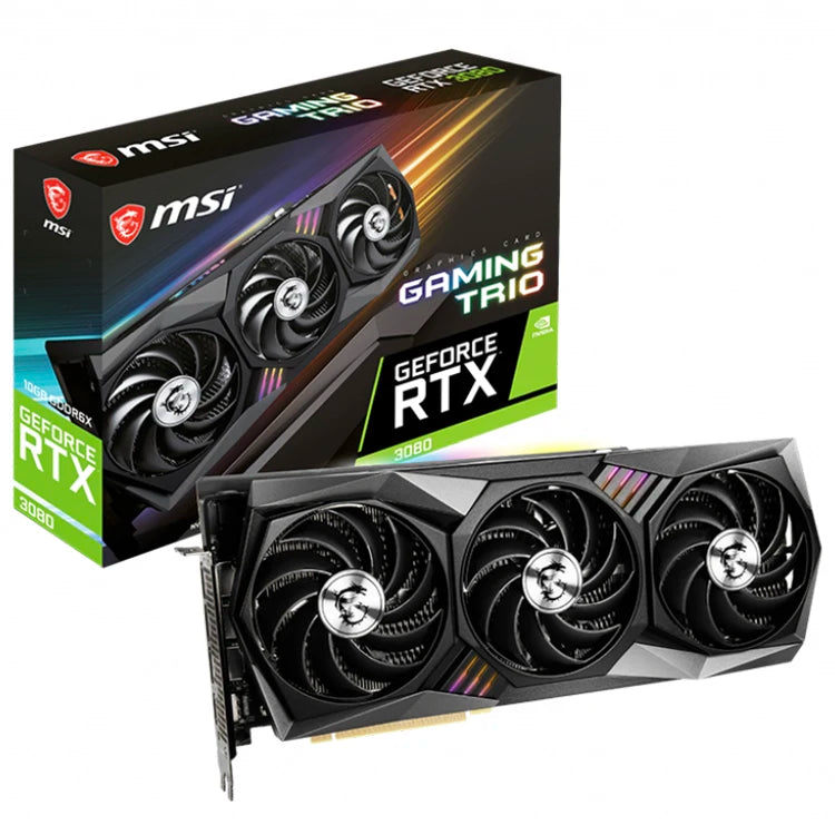 Used MSI RTX 3080 Gaming TRIO RTX 3080 VEN 3X with 10G GDDR6 19 Gbps Gaming Graphics Card for Desktop
