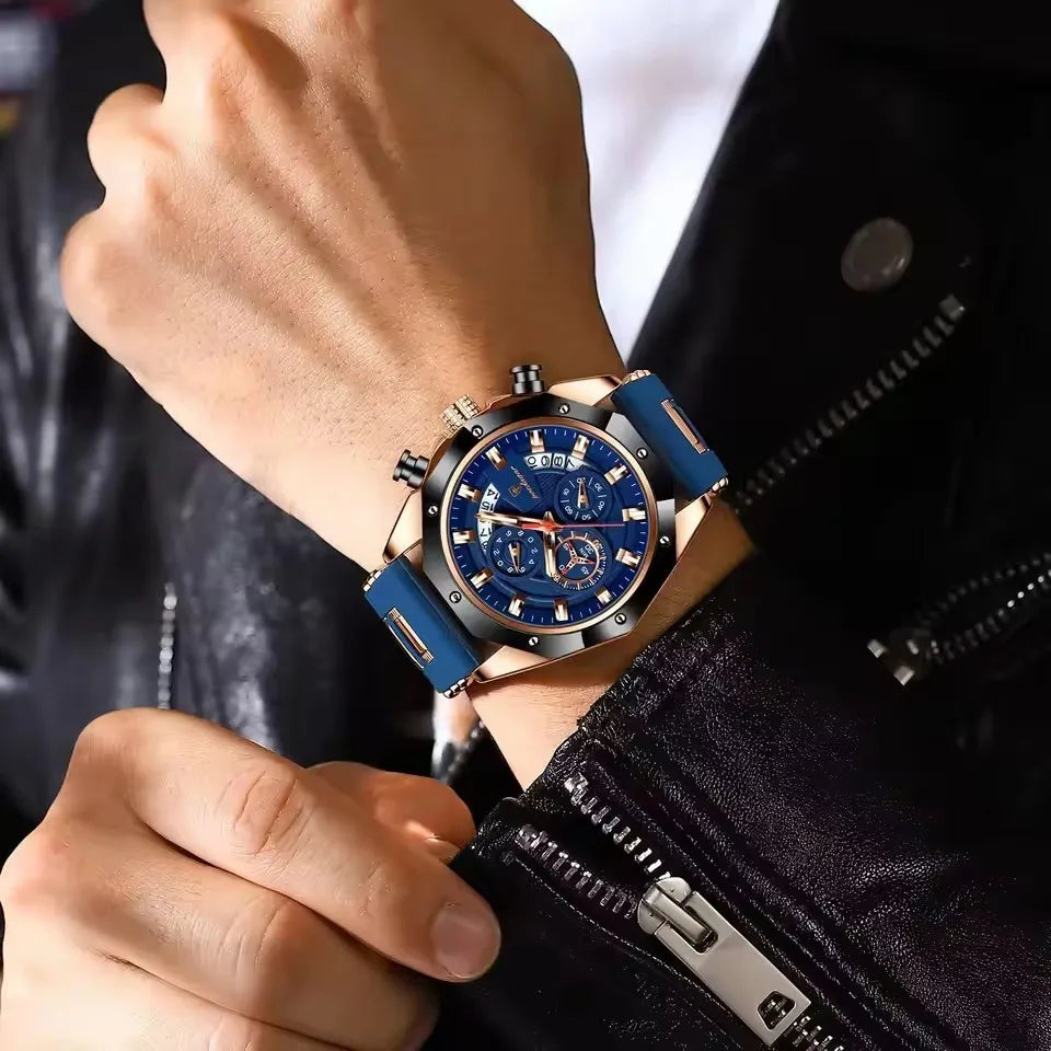 POEDAGAR 913  New Men's Watches Silicone Strap Quartz Luxury Fashion Waterproof Luminous Sport Business Wristwatch