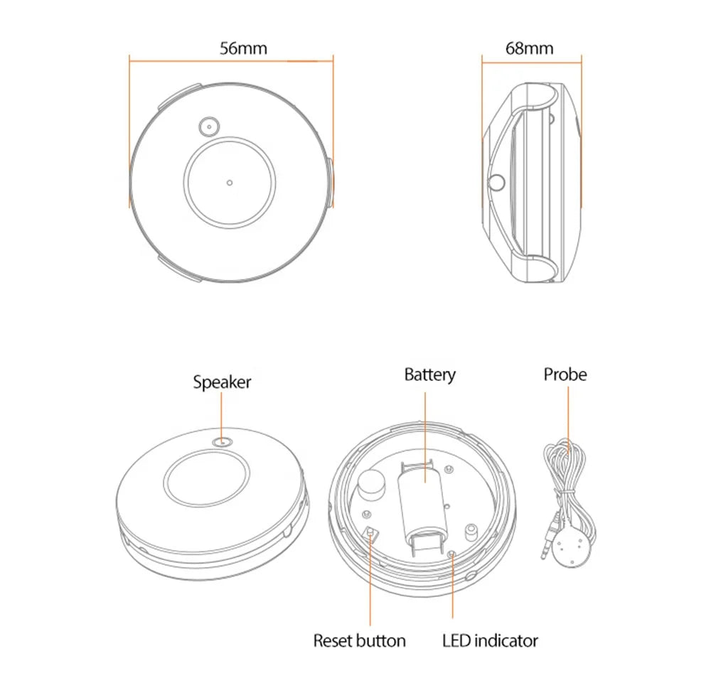 Smart Home Flood Overflow Alarm System IP55 Tuya APP Zigbee Water Sensor Detection WiFi Water Leak Detector Water Leakage Sensor