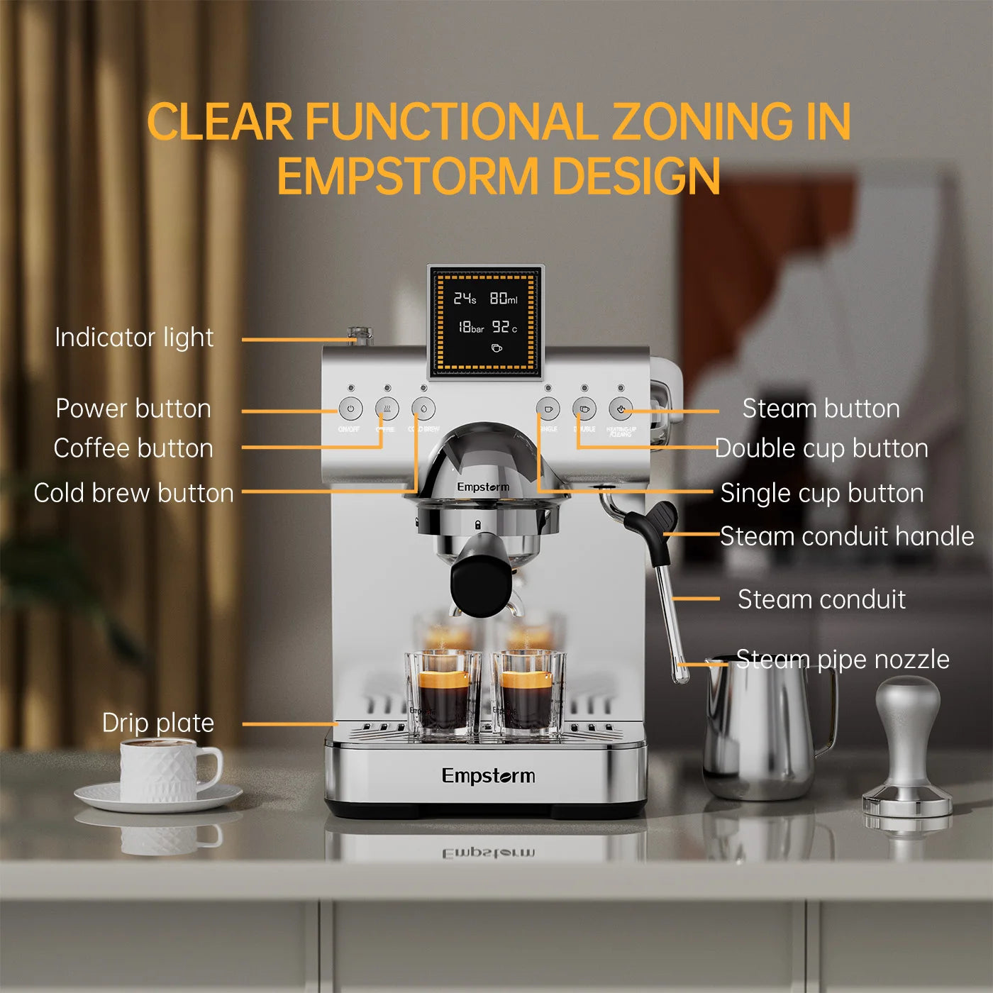 High Quality Aluminum Semi Automatic Coffee Machine Electric Espresso Maker Cold Brew Household & Hotel Use EU/US Stock