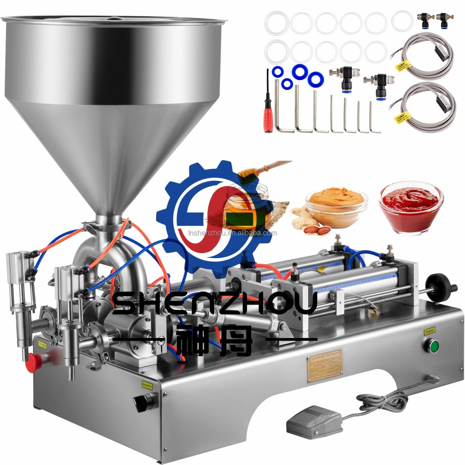 Horizontal Pneumatic 10ml-1000ml Semi Automatic Coffee Juice Sauce 304 Stainless Steel Liquid Filling Machine