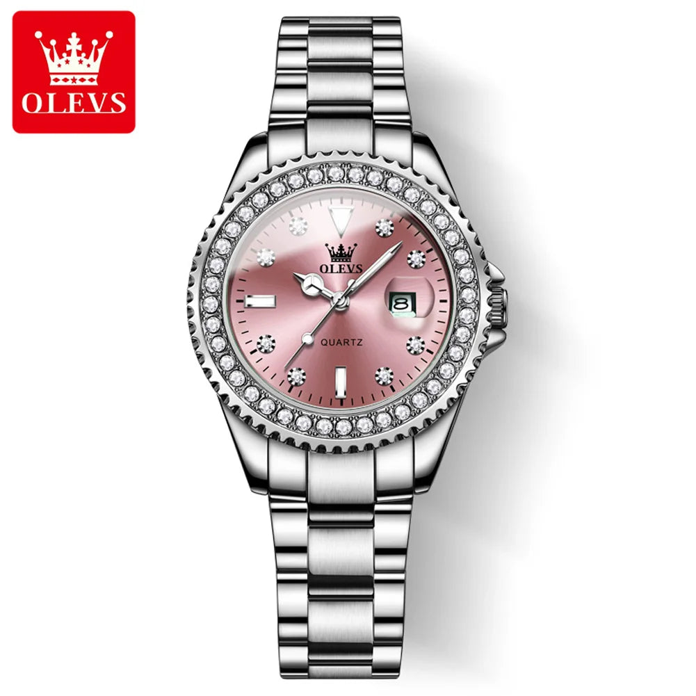 OLEVS Women's Watches Top Brand Original Quartz Ladies Waterproof Date New Arrival Luxury Diamond Wristwatch 9945