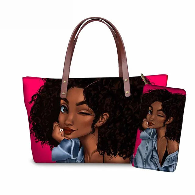 Young Ladies Handbags Black Art American African Girls Printed Popular Hand Bags Women Handbags Lady Fashion Designers Handbags