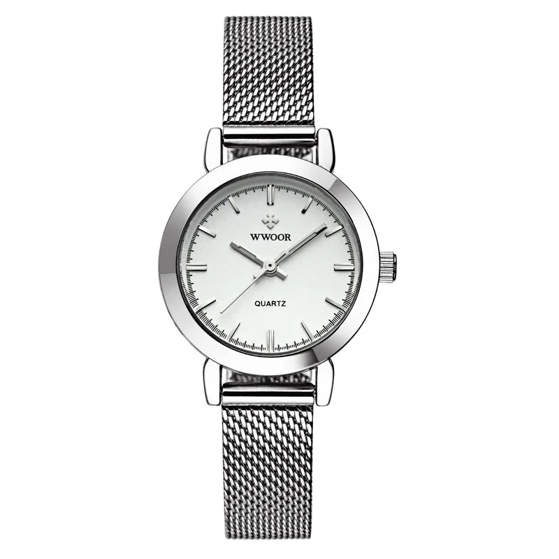 WWOOR Quartz Watch for Women Elegant Stainless Steel Women's Watches Gifts Waterproof Fashion Trend Simple Ladies Watch