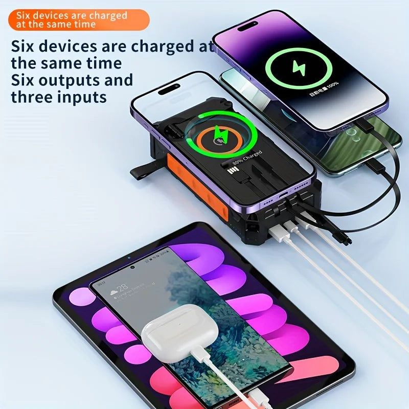 Outdoor Portable Solar Power Bank 20000mah Mobile Power Bank Charger Solar Powered Board Battery Charger With Light Compass