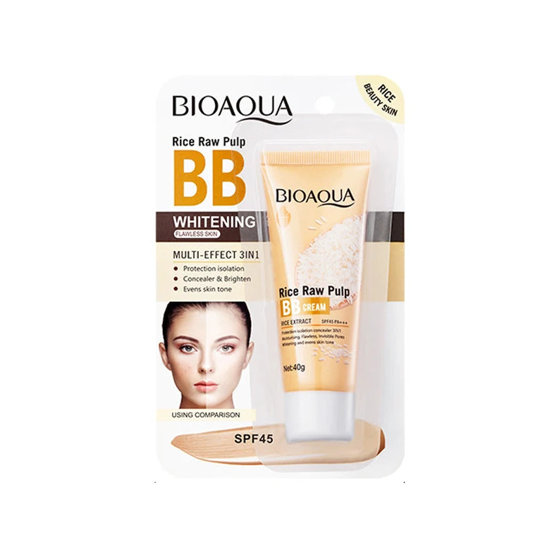 40g Rice Raw Pulp BB Cream Beautify Skin Tone Hide Pores SPF45 PA+++ Effcient Isolation Brighten the Skin