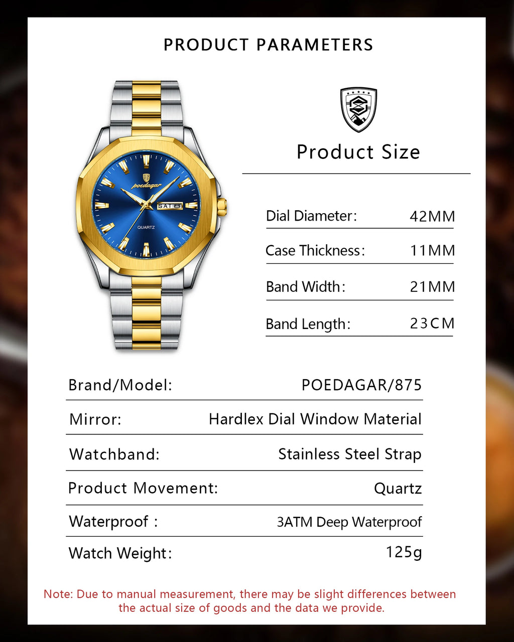 POEDAGAR Watch for Men 875 New High Quality Sport Quartz Men's Watches Waterproof Steel Jewelry Wristwatches Reloj Montre Gift