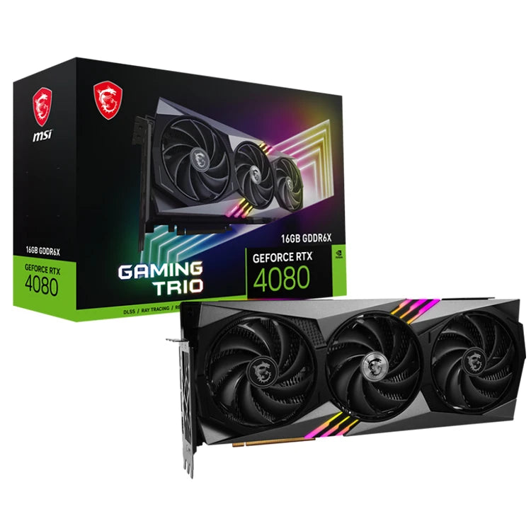 Used MS'I GeForce RTX 4080 16GB GAMING TRIO Graphics Card with GDDR6X Memory Support Z790 X670E Motherboard
