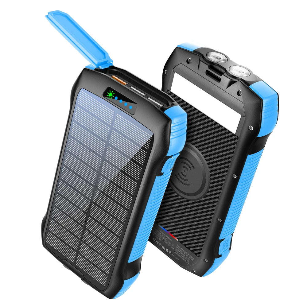Free Sample 2025 Outdoor Waterproof Wireless Fast Charging OEM Logo Custom 26800mAh Large Capacity Solar Power Bank LED Display