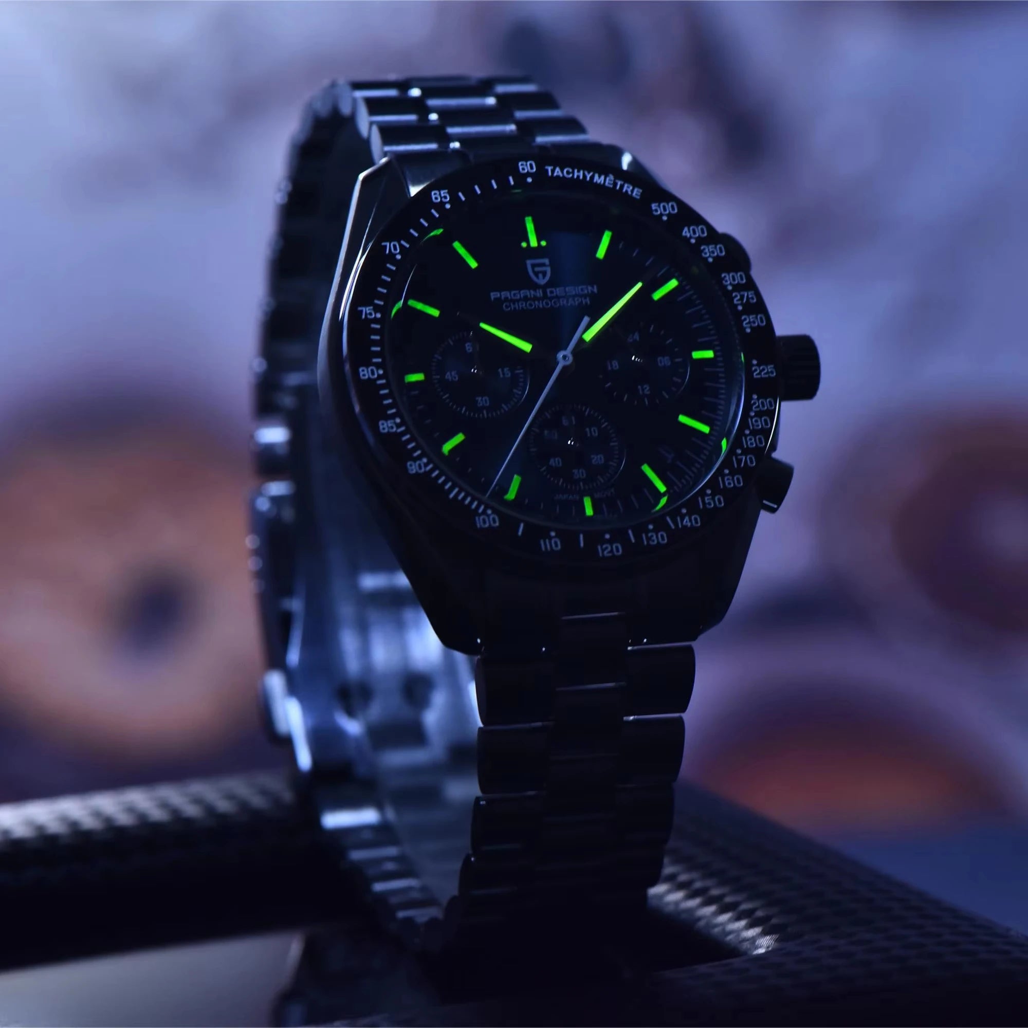 PAGANI DESIGN 2025 New Moon Men's Watches Luxury Quartz Watch Man Chronograph VK63 Men Gifts AR Sapphire Mirror Luminous Clock