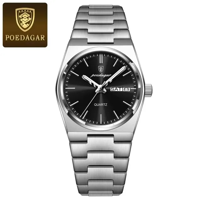 POEDAGAR 786 Ladies Wristwatch Waterproof Luminous Date Week Women's Watches Female Simple Stainless Steel Women Quartz Watch