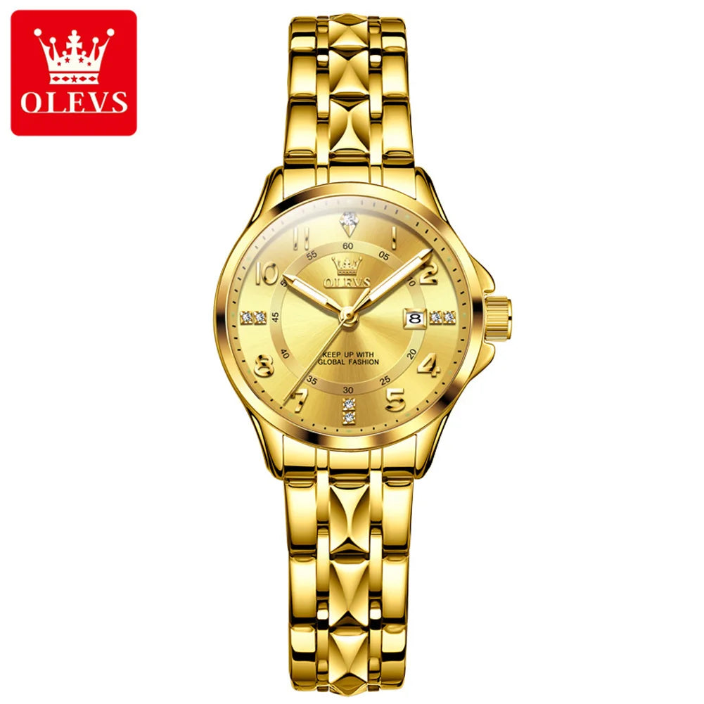 OLEVS 2910 New Luxury Quartz Watch 40mm Diamond Number Dial Men's Watches Waterproof Luminous Calendar Man Smartwatches