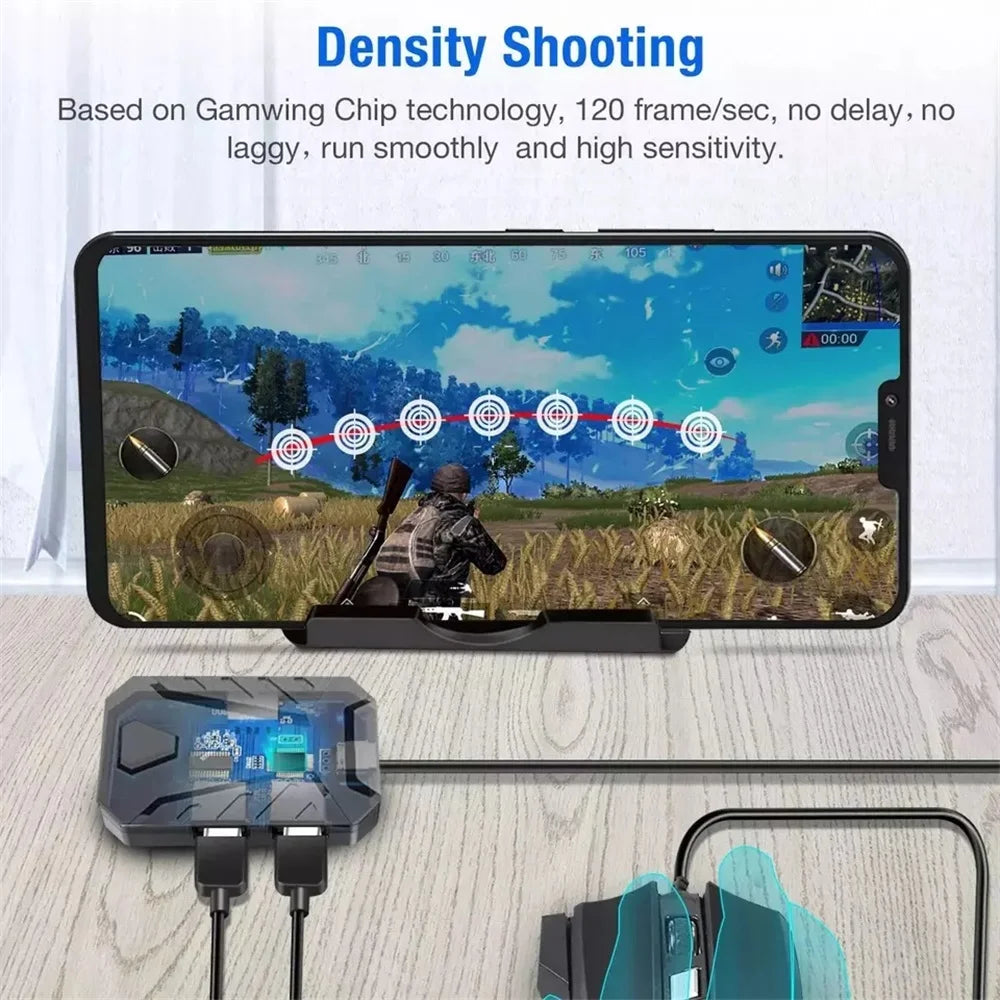 4 in 1 One Hand Gaming Keyboard and Mouse Backlight Wireless BT Game Converter for Android IOS FPS Mobile Phone