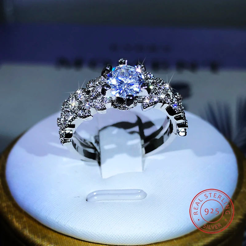 925 Silver Gorgeous Big Cubic Zircon Rings For Women Fine Wedding Anniversary Gift Female Party Ring Brilliant Fashion Jewelry