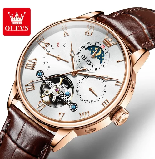 OLEVS 7009 New Moonswatch Mechanical Watch for Men Waterproof Automatic Man Hand Clock Calendar Fashion Business Men's Watches