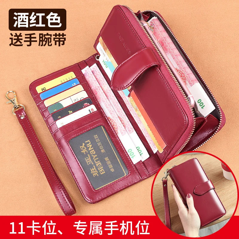 2023 New Women's Wallet Long Multiple Card Position Ladies Handbag Fashion Simple Genuine Leather Women's Bags Thin BYN-8133