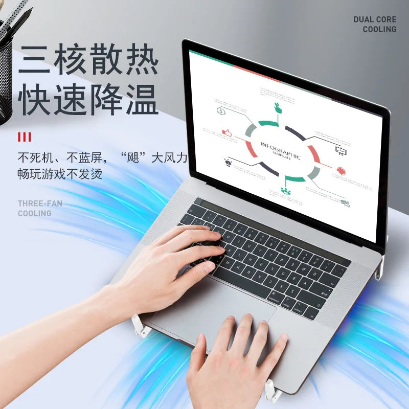 Hot Sales Laptop Radiator Portable Storage Three-core Fan Cooling Base Laptop Cooler RGB Light Emitting Computer Bracket