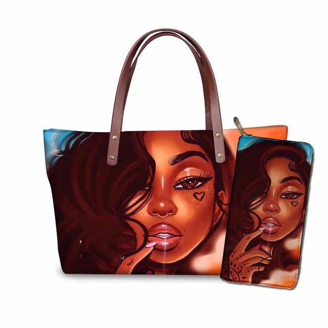 Young Ladies Handbags Black Art American African Girls Printed Popular Hand Bags Women Handbags Lady Fashion Designers Handbags
