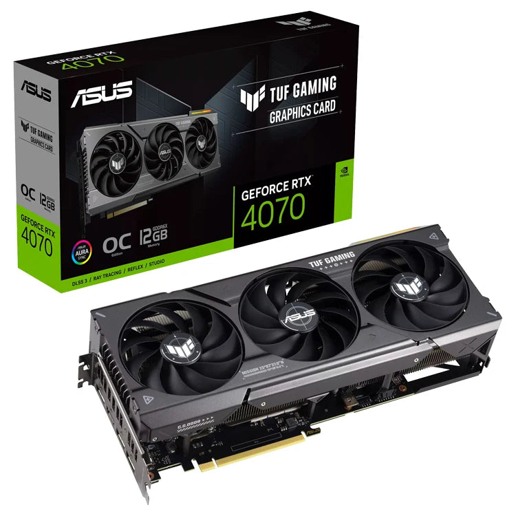 Used ASU'S TUF-RTX4070-O12G-GAMING Graphics Card With 12GB GDDR6X 192 Bit Memory Support OverClock