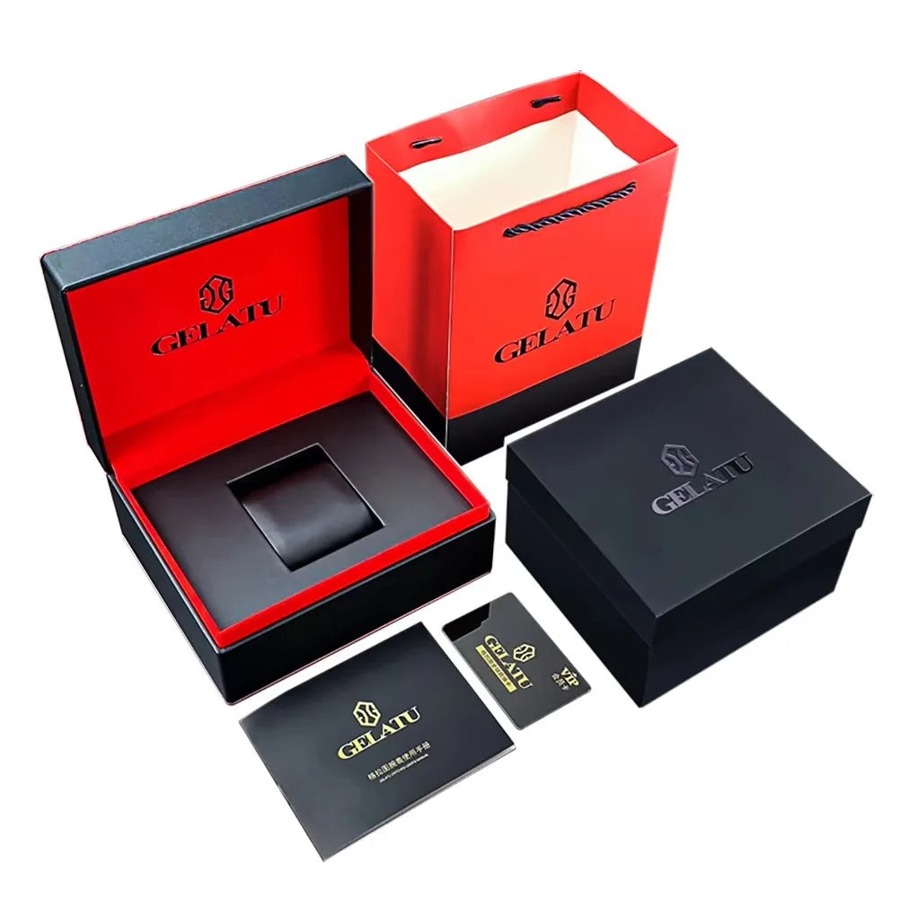 GELATU 6006 Top Luxury Men's Watches Waterproof Fully Automatic Cechanical Watch for Man Skeleton Sapphire Classics Wristwatch