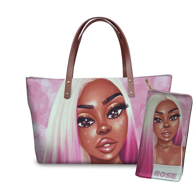 Young Ladies Handbags Black Art American African Girls Printed Popular Hand Bags Women Handbags Lady Fashion Designers Handbags