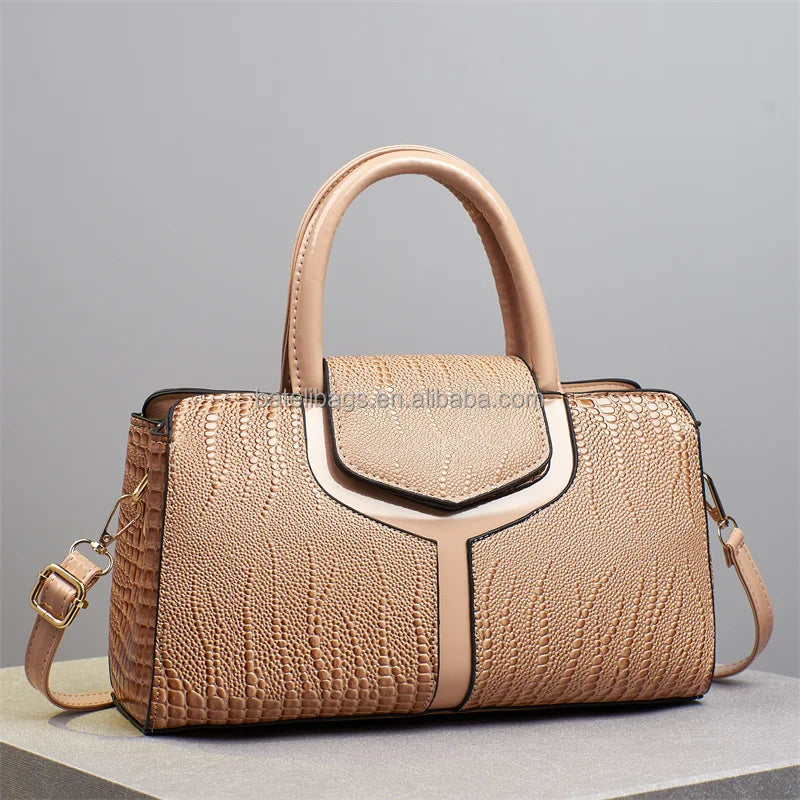 New Versatile Large Purses Fashionable Leather Crocodile Retro Simple Elegant and Elegant Women Handbags