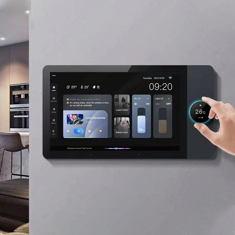 New 8'' Inch Tuya HD LCD Touch Control Android Smart Home Gateway Panel with 2 Gang Relays and 2 Speakers Music Center Panel