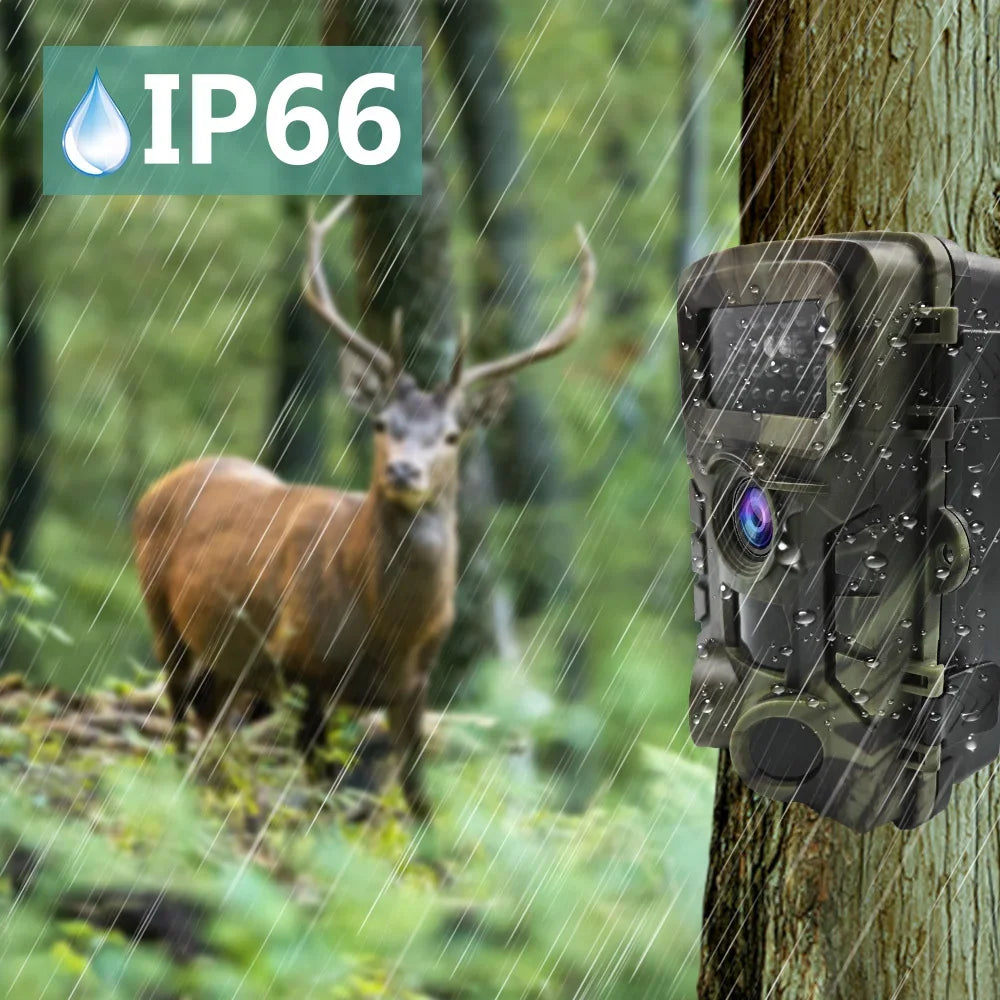 Waterproof IP66 2.7K Full HD 58MP CMOS Sensor Hunting Camera with Wide Angle Night Vision and Infrared Tracking