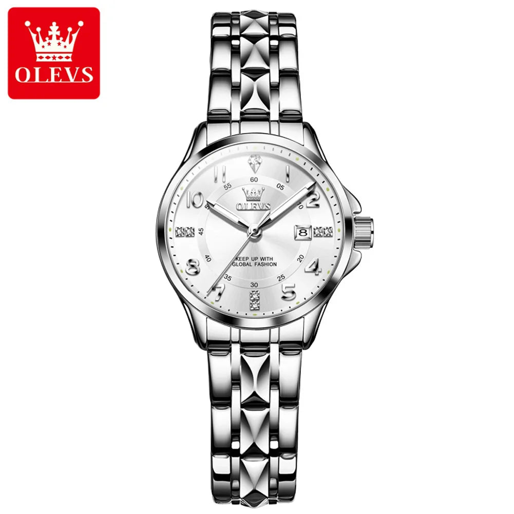 OLEVS 2910 New Luxury Quartz Watch 40mm Diamond Number Dial Men's Watches Waterproof Luminous Calendar Man Smartwatches
