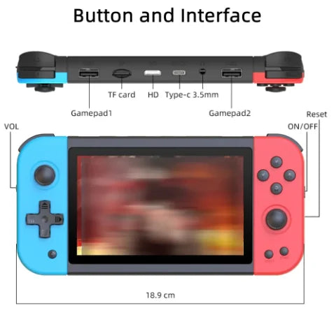 X51 5.0 Inch Screen Handheld Game Player Classic Retro Handheld Game Console HD Output TV Gaming Consoles for GBA/NES Wiisun