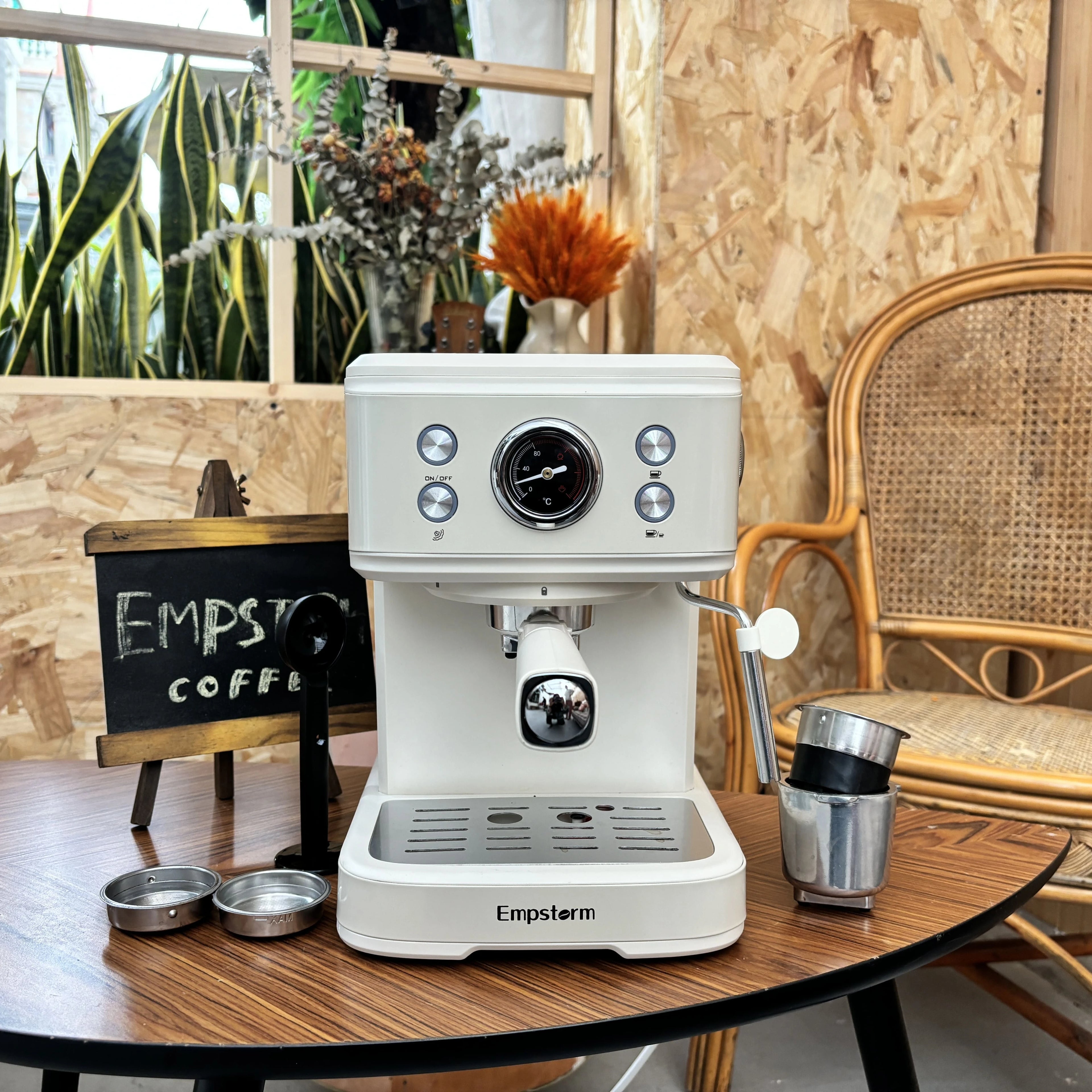 US Stock Barista 20bar Espresso Machine 3-in-1 Function Semi-Automatic Coffee Brewer White Barista Machine for Families 04E
