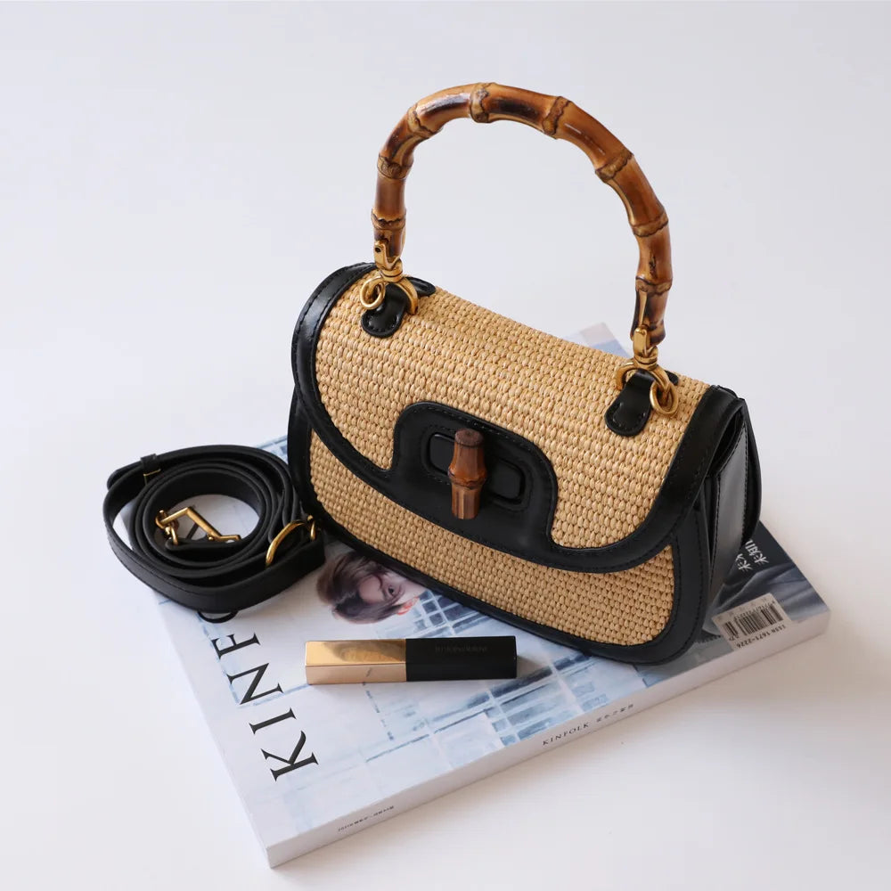 Genuine Leather Women Handbags Ladies Designer Bag 2022 Handbags for Women Luxury Bamboo Bag Cover Polyester Lock Satchels