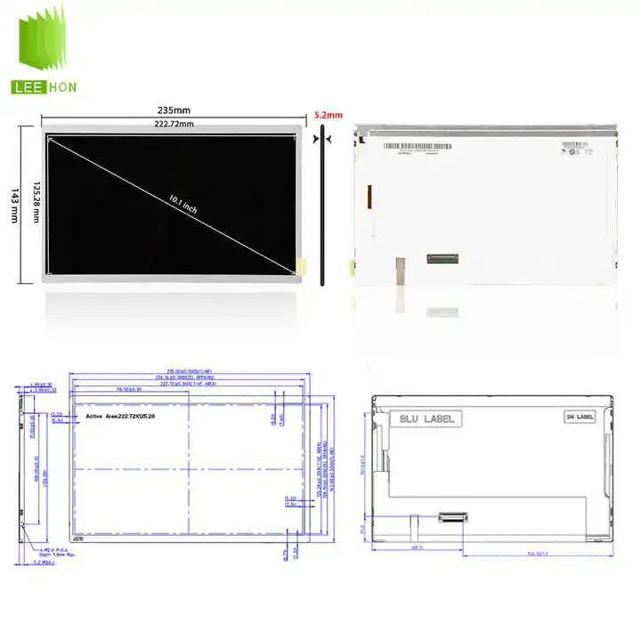 Original AUO 10.1'' 1024*600 LCD Display Smart Home Central Control Panel 10.1 Inch LCD Modules