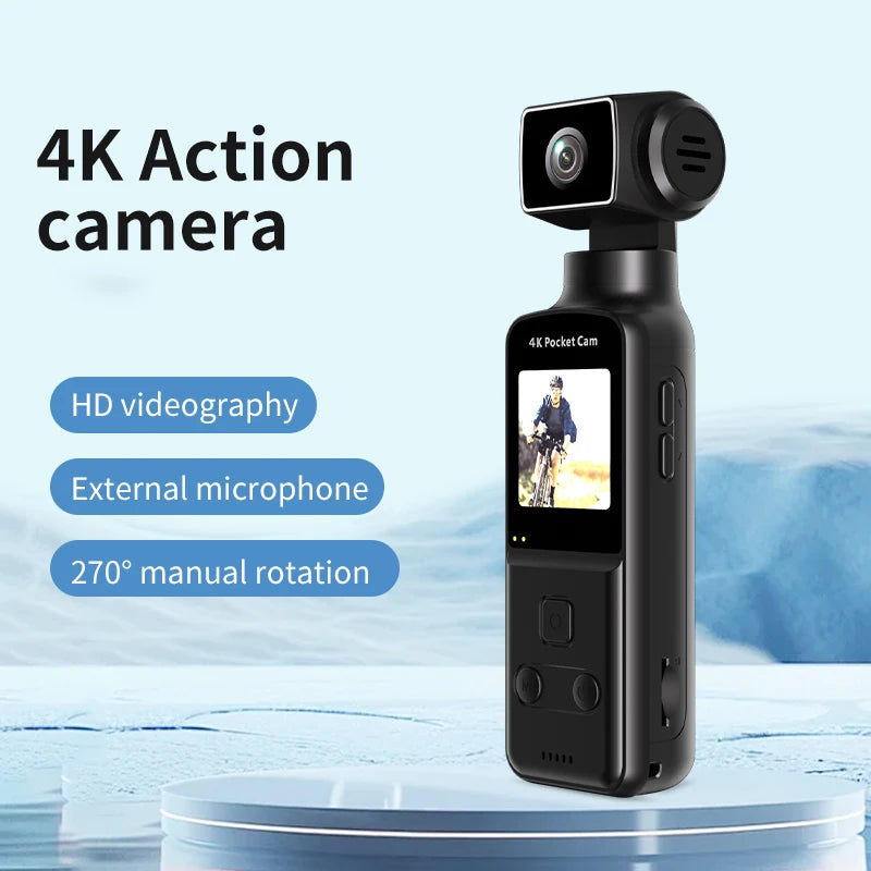 K1Sport High Definition 4K Action Camera with 180 Degree Rotate Wifi Transmission EIS 128GB Built-In Memory for Video Recording