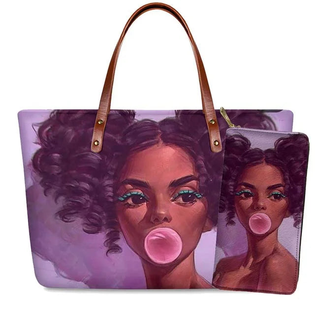 Young Ladies Handbags Black Art American African Girls Printed Popular Hand Bags Women Handbags Lady Fashion Designers Handbags