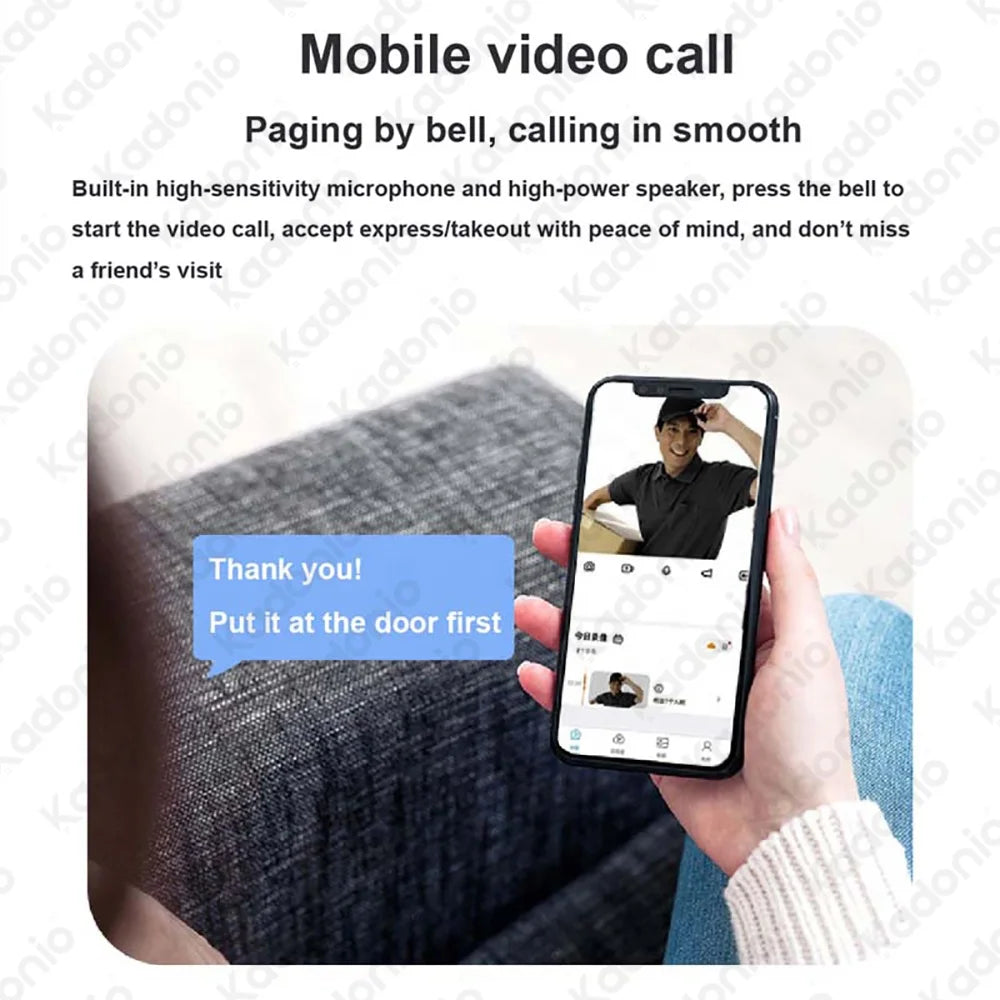 Kadonio 1080P WiFi Video Intercom Door Bell  PIR Motion Detection Tuya Smart Camera Two-Way Audio