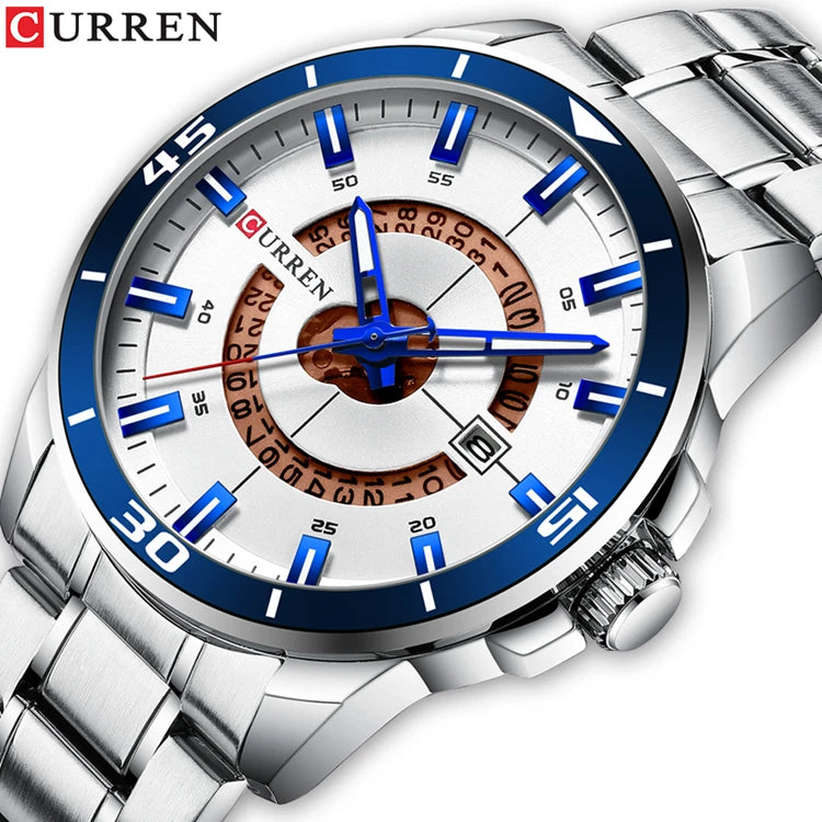 CURREN 8359 Gold Men's Watches Luxury Fashion Casual Business Stainless Steel Waterproof Date Top Brand Quartz Watch for Men